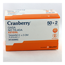 Cranberry Materiales Dentales Gasa Esteril 5x5 caja x 50 sobres x 2 ud c/u
