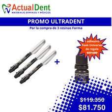 Ultradent Pack Q3-2025 Compra 3 resinas Forma y lleva Peak Universal de regalo