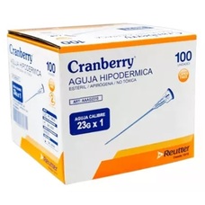 Cranberry Materiales Dentales AGUJAS HIPODERMICAS 23G X 1 - CAJA 100 UNIDADES CRANBERRY