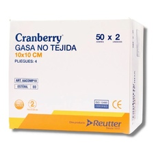 Cranberry Materiales Dentales Gasa Esteril 10x10 caja x 50 sobres x 2 ud c/u